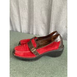 St. John’s Bay Women’s Red Suede Leather Buckle Loafers, Size 10M
